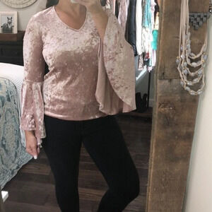 Zac & Rachel dusty rose crushed velvet boho blouse